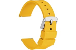 WOCCI Correa de Reloj de Silicona, Hebilla Plateada de Acero Inoxidable, Liberación Rápida, Bandas de Repuesto de Goma Blanda de 13 Colores, 14mm 16mm 18mm 19mm 20mm 21mm 22mm 24mm