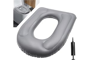 WYYFXY® Cuscino gonfiabile per WC con ventosa, colore grigio, con pompa a mano, per adulti, anziani, disabili