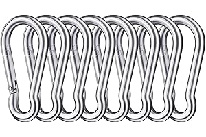 Taeku Mosquetones, Acero Inoxidable Mosquetón de Resorte 8 cm Resistentes Ganchos de Mosquetón para Gimnasio, Camping, Senderismo y Colgar Plantas (8 PCS)