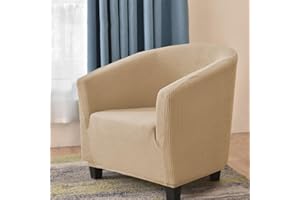 Highdi Copripoltrona 1 Posto Elasticizzato Poltrona Da Cocktail Chesterfield Jacquard Tinta Unita Fodera Universale Lavabile Sedia Da Club per Bar Soggiorno Camera da Letto (Cachi)