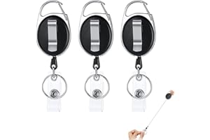 vgggrd Llavero Retráctil con Clip,3 Piezas Llavero Retractil,Llaveros Retráctiles,con Cordón de Nylon Extensible,para Tarjeta de Identificación Llavero(Negro)