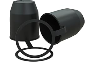 AUPROTEC Protège Boule d'Attelage avec Anneau d'arrêt Capuchon de Protection de Boule d'attache remorque Noir: kit de 2 pièces
