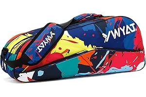 TENTHOME TentHoome Badminton Racket Bag Waterproof Tennis Racquet Single Shoulder Bags 3 to 6 Racquet Tote Pack for Men Women Youth and Adult