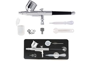 SAGUD Juego de aerografo brochas de Aire de Doble acción Gravity Feed con 0,3 mm y 1/3 oz. para Hobby, Modelos, Arte, Arte de uñas,