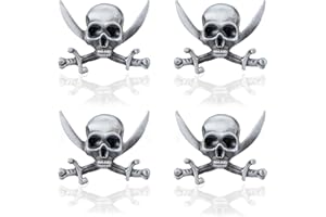 SUPERFINDINGS Superfindin - Broche de cabeza de muerte gótico con broche de esqueleto estilo punk, estilo retro, doble cuchillo, esqueleto, aleta de cabeza de muerte, aleación para abrigo de tela, 30x38mm, Metal