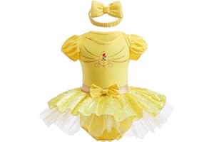 FMYFWY Costume Carnevale per Neonata Vestito da Principessa Pagliaccetto per Bimba Bambina Body Festa Compleanno Halloween Cosplay Natale Abiti con Archetto