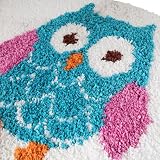 Axentia Badteppich, Badvorleger mit trendigem Eulenmotiv, Kurzflor Teppich auch perfekt als Highlight im Kinderzimmer, Badematte – warme Füße auch ohne Fussbodenheizung, Duschvorleger weiss 50x 70 cm, rutschfester Vorleger aus Mikrofasern - 2