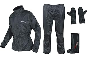 A-PRO Ganzkörper Wasserdicht Regenanzug Handschuhe Stiefel Motorradkombi Schwarz S