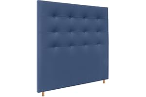 DHOME Cabecero Capitoné hasta el Suelo Cabezal 8cm tapizado ACUALINE Tela y Polipiel para Cama Dormitorio (160x120cm (150/160), Polipiel p.Azul)