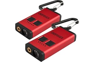 KryoLights Taschenlampe LED klein: 2er-Set Mini-Taschenlampe mit Laserpointer, 3 W, 80 lm, Akku, dimmbar (LED-Multifunktions, Mini-Schlüsselbund, Karabiner)