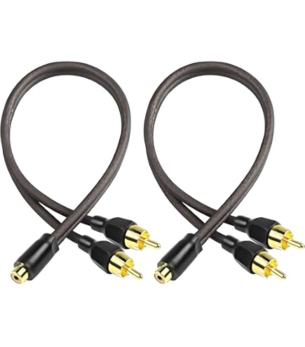 Duttek Cavo splitter RCA Y, da RCA femmina a doppio RCA maschio stereo audio phono AV cavo splitter con piastra oro 24K per amplificatore audio subwoofer (1,8 metri