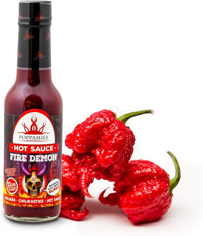 Poppamies Salsa de chile Poppamies Fire Demon - Sin gluten, sin lactosa, vegana - Picante: 11/10 150ml