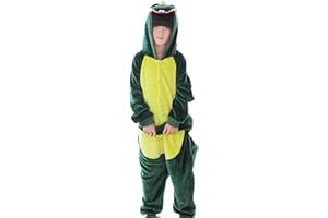 TAGVO Enfant Pyjamas Animal en Flanelle Ensemble Hiver Grenouillère Garçons Filles Cosplay Déguisement Combinaison Vêtements De Nuit Unisexe Chic Costume Carnaval Noël Fête Chaud Onesie 3-11 Ans