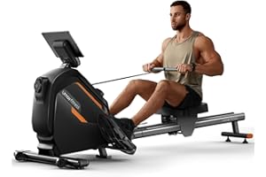 UMAY Rowing Machine, Rowing Machines for Home Gym with Extended Double Rails, Rower Machine with 16 Levels of Quiet Resistance, 158 kg Weight Capacity