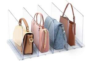 WEXFFU 5 Separateur Etagere Rangement Sac à Main Transparent,Abs Rangement Sac à Main Séparateurs économiser De L'espace étagère De Placard,Séparateur d'étagère Espacement amovible et réglable pour le