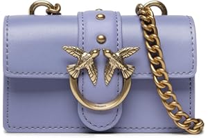 PINKO Damski portfel Love Micro Simply jedwabna skóra cielęca akcesoria podróżne, Y79q_fioletowy lawenda Antique Gold, U