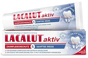 ‎LACALUT LACALUT Active gum protection and gentle white toothcream, 75 ml toothpaste, immediately noticeable tightening and strengthening of the gums, toothpaste for naturally white teeth, 1 x 75 ml
