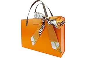 VISONDECO Orange Gift Box - 11x7.6x3.5 Inches Large Gift Box with Lids and Handles, Portable Wedding Gift Box, Magnetic Gift Box for Presents