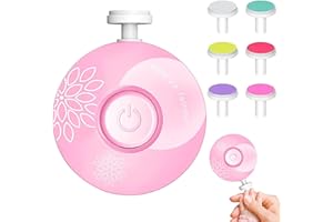 Jinpojun Lime à Ongles Électrique pour Bébé, Électrique Nail Trimmer Nail, 6 en 1 Coupe Ongle Bebe pour Enfant et Adulte, Outil de Manucure, Têtes de Meulage Remplaçables (Rose)