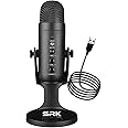SRK CLOUD ASDM06 USB Condenser Unidirectional Microphone with LED light for PC useful for YouTube, Streaming, Gaming, Podcasting, Recording, Vlogging, Studio, Karaoke, Live Online classes (Black)