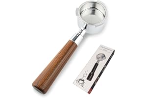 AolKee Schermo per caffè espresso 51 mm, Acciaio Inossidabile, manico in legno massello, espresso portafiltro senza fondo compatible avec Delonghi EC680 EC685