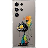 Samsung Galaxy S25 Ultra ile Uyumlu Splash Kedi Tasarımlı Şeffaf Silikon Kılıf