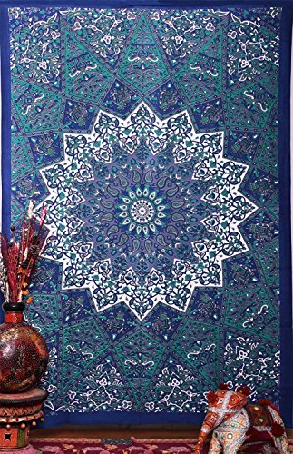 Handicrunch Twin Hippie Star Tapestries , Psychedelic Tapestry ,Sun and Moon Tapestry,star Mandala Tapestries, Throw Bedspread Queen Bed Dorm Decor - 3
