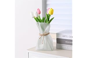 Kaitnax Glass Vase Irregular Shaped Flower Vase Art Decorative Flower Vase for Wedding, Dinning, Bookshelf, Home Decoration or Gift White