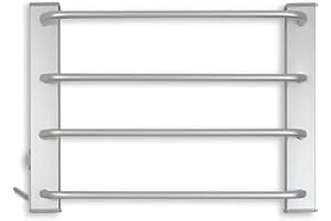 Fishtec - Asciugamano Elettrico da Parete 60W - Senza Termostato - Porta Asciugamano Bagno Stenditore Riscaldante 4 Barre - 50 CM - Alluminio Spazzolato - Riscaldamento Supplementare - Design Sobrio