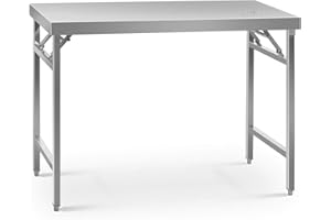 Royal Catering Table De Travail Pliante Pliable Professionnelle Établi Pliant Professionnel RCAT-120/60KE (Capacité De 210 kg, Surface De 60 x 120 cm, Pieds Réglables en Hauteur, INOX)