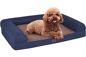 MDEHO Orthopedic Memory Foam Dog Bed for Medium, Large and Extra Large Dogs, Bolster Dog Bed Waterproof Dog Beds with Removable Washable Cover Waterproof Lining and Anti-Slip Bottom