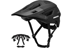 Favoto Mountainbike Fahrradhelm mit Schirm Leicht - Doppelte Inmould Technologie MTB Helm für Damen Herren Rennradhelm L(57-6