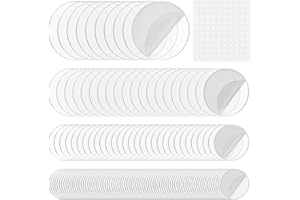 FINGERINSPIRE 140 Unidades de Placas acrílicas con círculos de 2,5/3/4/5 cm, Bases acrílicas en Miniatura con Almohadillas Adhesivas de Doble Cara, Base acrílica Redonda vacía para Figuras de acción
