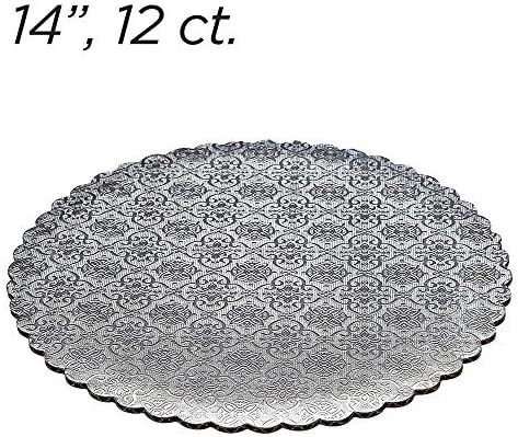 14" Silver Scalloped Edge Cake Boards, 12 ct