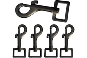 TAIYYI 5 Stück Drehgelenk Karabinerhaken Robusten Karabinerhaken Hundeleine für Hundehalsband Schnalle Drehgelenk Karabinerhaken Karabiner Hundeleine,72x20.5mm （Schwarz）
