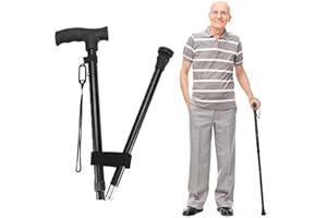 ELORGZEM Height Adjustable Walking Stick, Ten Sizes Adjustable Canes, Folding Walking Sticks for Women and Men, Suitable for People with Unstable Walking