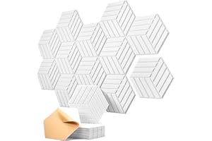 Hexagon Akustikpaneele Selbstklebend 12 Stück Schalldämmung Schallschutz Wand hoher Dichte Akustikpaneele für Wand Decken Holz & Tür Akustikschaumstoff 35×30×0.9cm