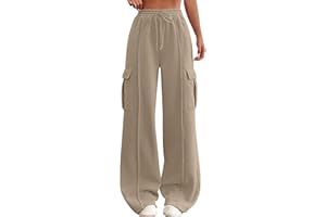 HSUAYEUD Women's Wide Leg Sweatpants 2024 High Waisted Baggy Ausgestellte Hose Kordelzug Athletische Jogger Elastische Erhöhte aktive Hose
