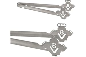 Grill-Zangen.de Motiv V8 Motor Grillzange, spülmaschinengeeignet, Geschenkidee, Männergeschenk, US-Car, Grillgeschenk, Silber, Edelstahl, 31 cm, 1 Stück