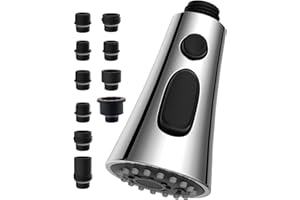 Hibbent Rubinetto Cucina con Docetta Estaibinile Ricambio, Rompigetto a 3 Funzioni per Lavello, Miscelatore Cucina con 9 Adattatori, Compatibile con Maggior Parte di Rubinetto G1/2, Cromo