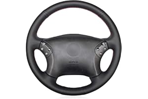 MEWANT Funda de Volante para Benz W203 C-Class 2001-2007 Cubierta de Volante Personalizada Hecha De Cuero Sintético Cuero De Microfibra Coser a Mano