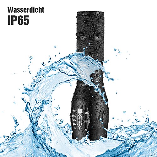 Taschenlampe LED | Apeanut 1000 Lumen wiederaufladbare Zoombar CREE XML2 T6 HandLampe | 5 Leuchtsmodis Einstellbar und Fokus Wasserdicht Fahrradlampe inklusive 18650 Batterieabdeckung | Kinder Radfahren Camping Außen Outdoor Haushalt Büro usw - 6