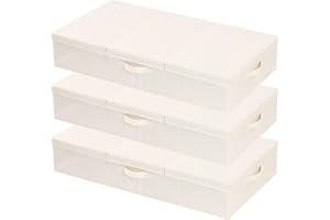 YheenLf Lot de 3 Caisse Rangement sous Lit Blanc, Boite en Tissu Pliables avec 4 Poignée, Grande Capacité Closet Organizer Pour Vêtements, pour Organiser des étagères, des Placards, 80x40x15cm