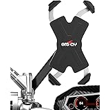 Grefay Motorrad Handyhalterung Edelstahl Automatisches Schrumpfen Smartphone Halterung Für Motorrad Rückspiegel Mit 360° Dreh