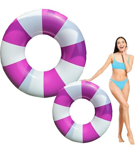 Bouée Gonflable Rayée Adulte – Anneau Piscine Retro XXL 75 Cm, Flotteur PVC Costaud Pour Plage, Lac Et Soirées Entre Potes