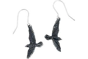 Alchemy Gothic Black Raven Donna Orecchino nero