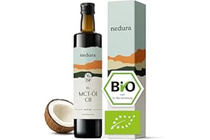 ‎NEDURA nedura® BIO MCT-Öl C8 - aus 100% BIO-Kokosöl - exogene Ketone - In eigener Deutscher Manufaktur abgefüllt - Hochwertig, rein, vegan und geschmacksneutral - 500ml Glasflasche