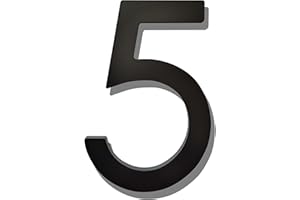 Ywonoby 5 Inch House Numbers for Outside-Large Modern 3D Floating Door Numbers-Weatherproof and Easy to Install-Matte Black Acrylic Number (5)