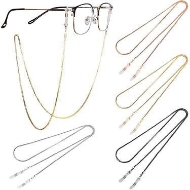 4-delige brillenketting dames brilband roségouden/zilveren brillenkoord kralen zonnebrillenketting met siliconen anti-slip ringen voor het dagelijks leven en vrije tijd