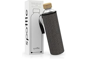 ‎SPOTTLE spottle Trinkflasche aus Glas 1l - Glasflasche 500ml - 750ml - 1 liter mit Neoprenhülle - Schutzhülle - Glastrinkflasche mit Schraubverschluss
